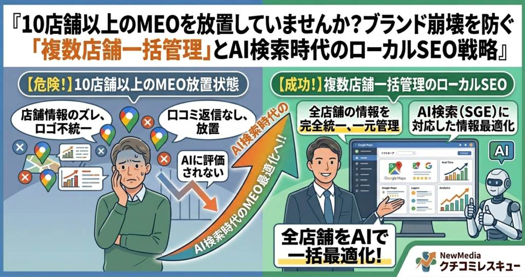 10店舗以上のMEOを放置していませんか？ブランド崩壊を防ぐ「複数店舗一括管理」とAI検索時代のローカルSEO戦略