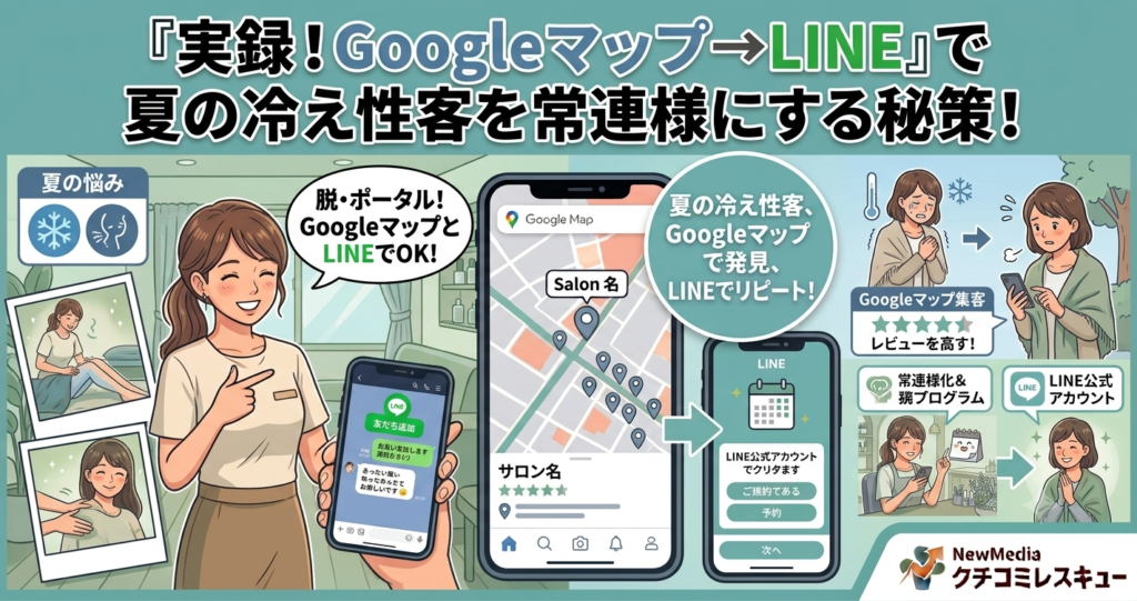 脱・ポータルサイト！夏の冷房冷えに悩む女性を『Googleマップ→LINE』で常連様にする動線術