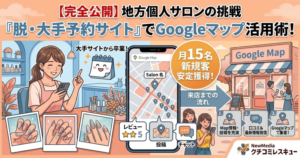 脱・大手予約サイト！地方の個人ネイルサロンがGoogleマップで新規客を月15名安定させた方法